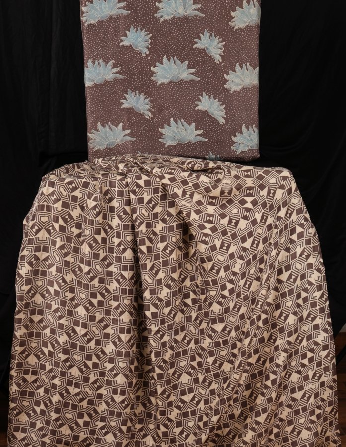 Ethereal Blooms Mulberry Silk Dress Material In Ajrakh