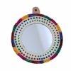 Kutchi  Round Mirror Keychain with Leather Border