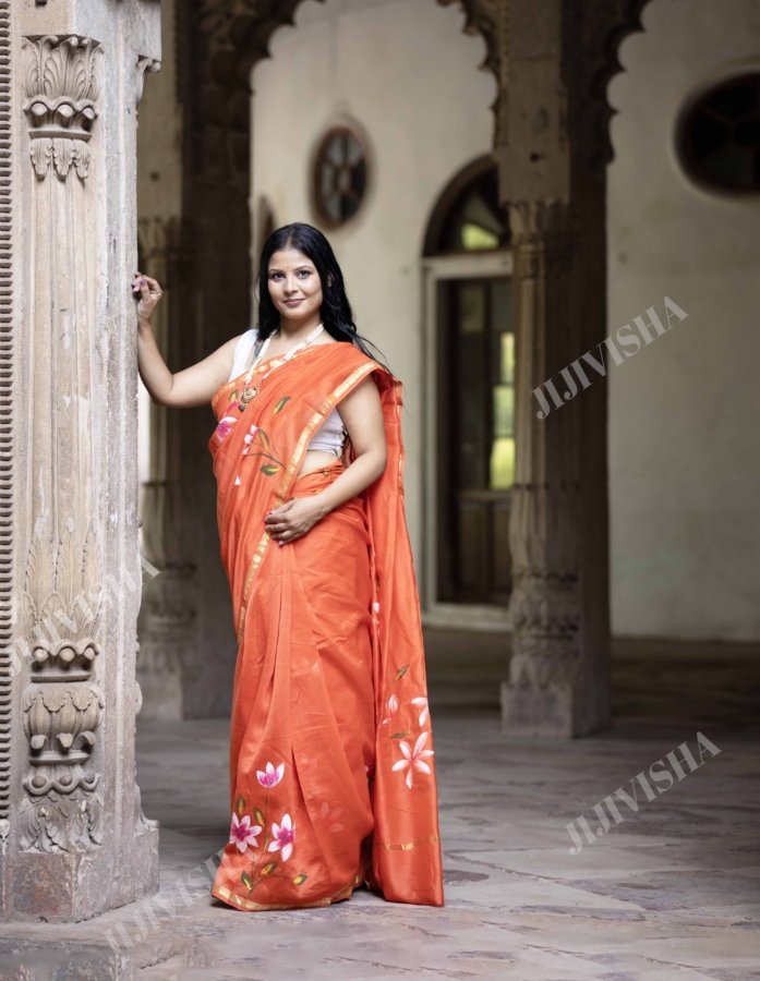 Blue Kosa Silk Saree with Red Temple Border