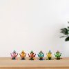 Set of Six Vibrantly Colored Handcrafted Wooden Ganesha Statues