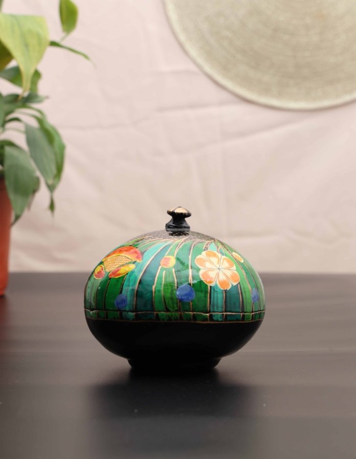 Green Paper Mache Jewellery Box