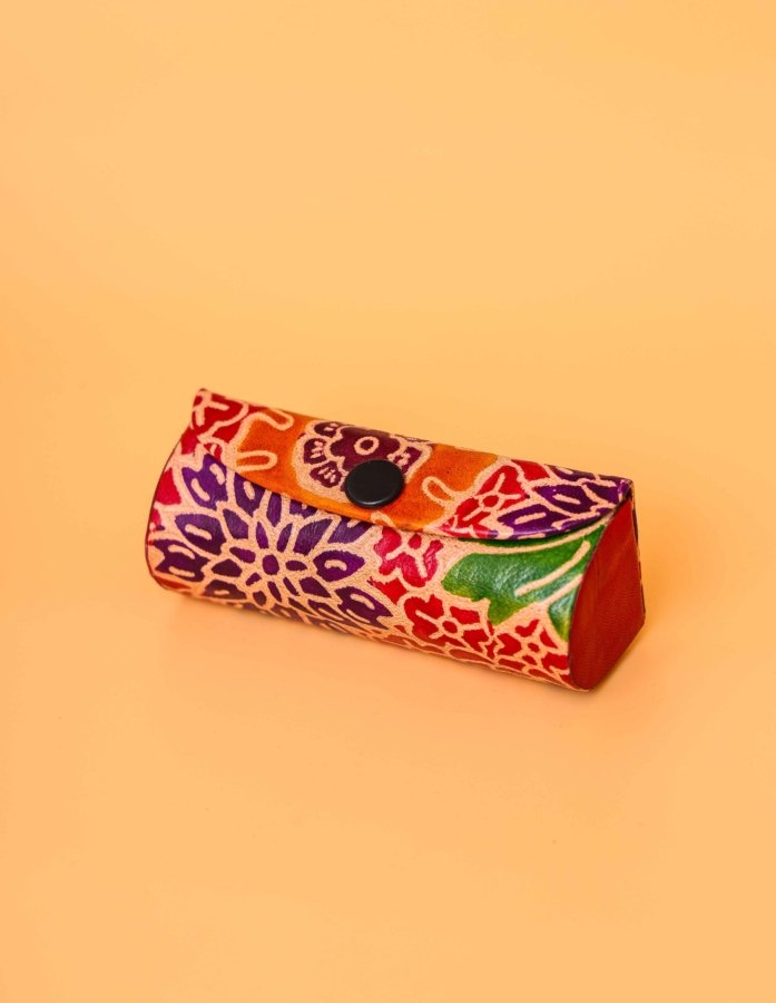 Hand-Painted Colourful Leather Lipstick Cover