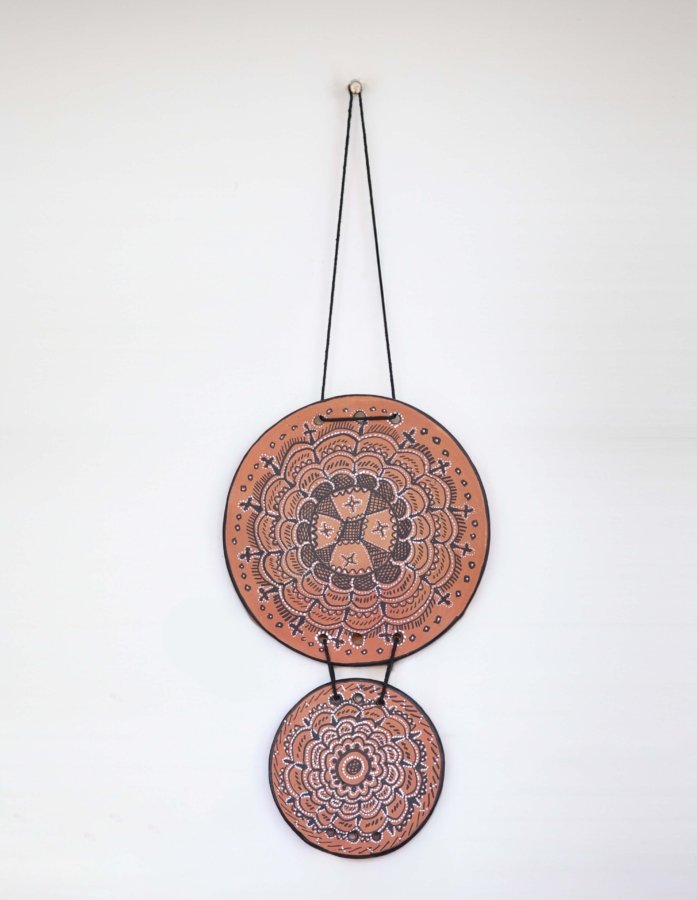 Kutch Artisan Terracotta Dual Disc Wall Hanging With Starburst Mandala Pattern