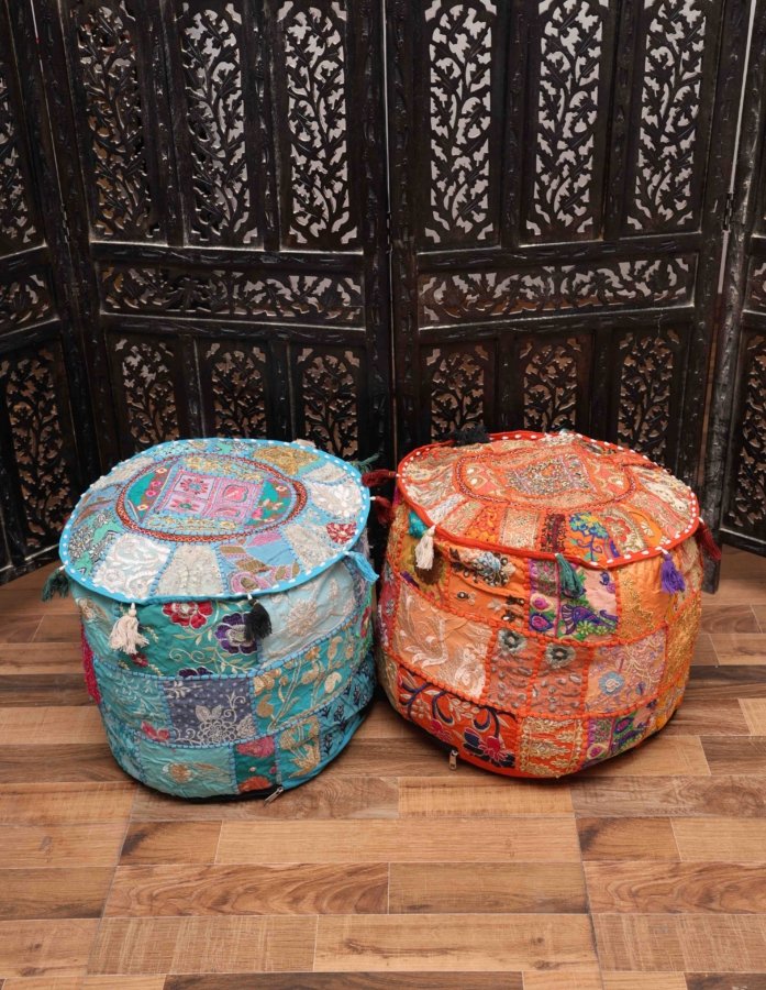 Royal Embroidered Duo Pouf Set