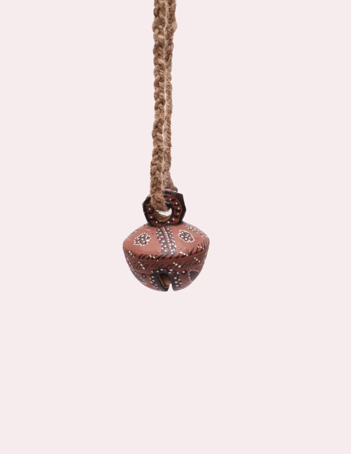Kutch Handcrafted Terracotta Bell – Leaf Motif Tribal Design
