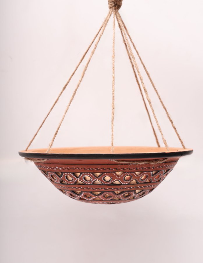 Kutch Handcrafted Terracotta Hanging Lamp With Tribal Art