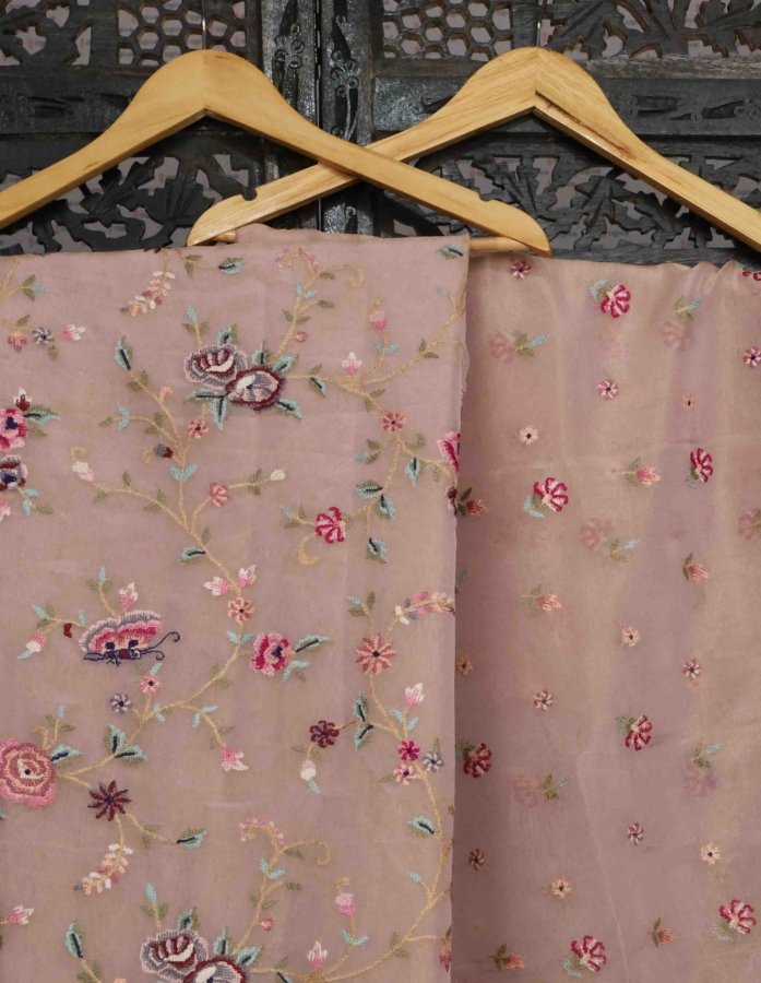 Stunning Pink Dress Material In luxurious Tissue Silk - Gallery Image