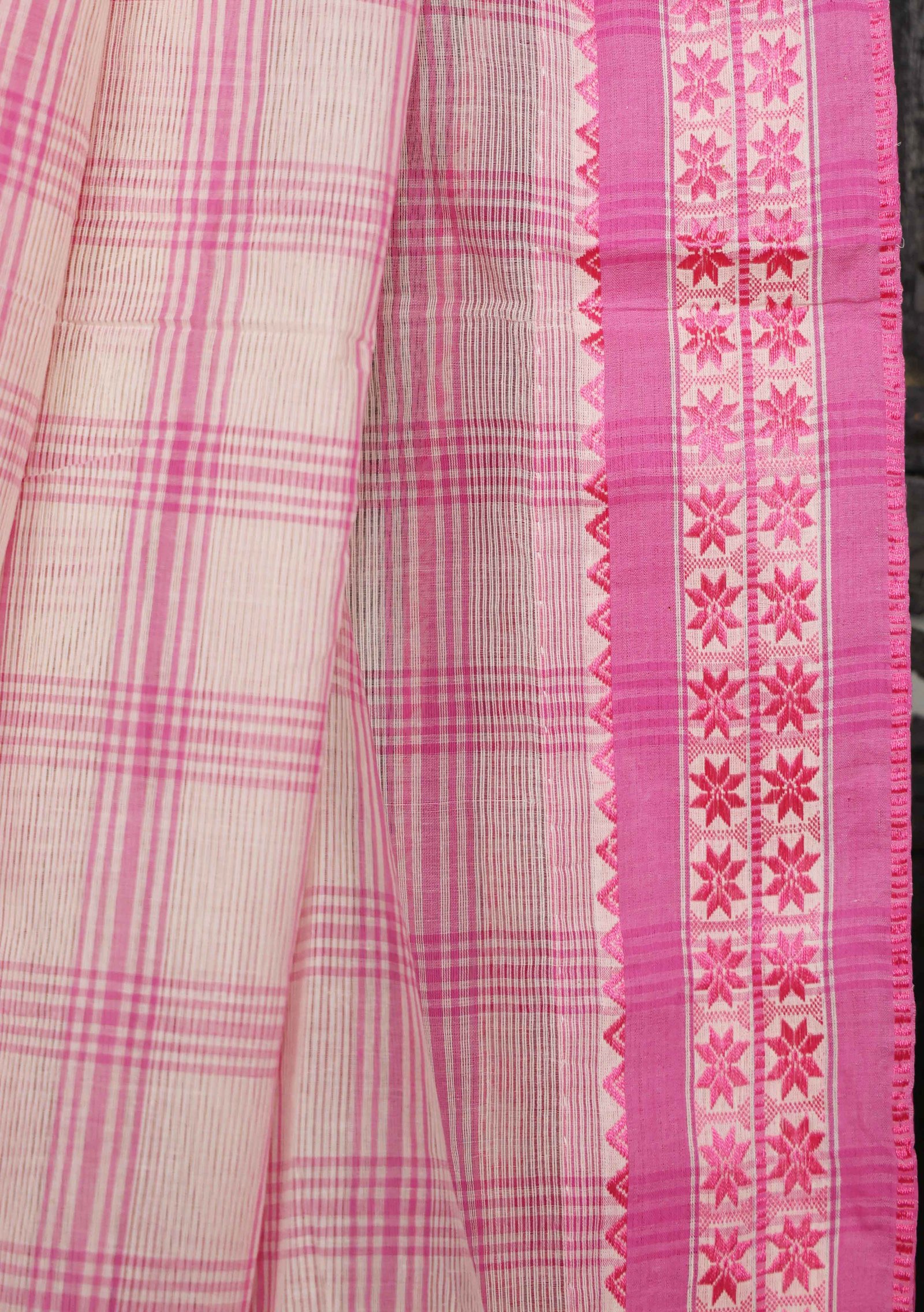 Buy Handwoven Pink & White Bengal Tant Saree Online