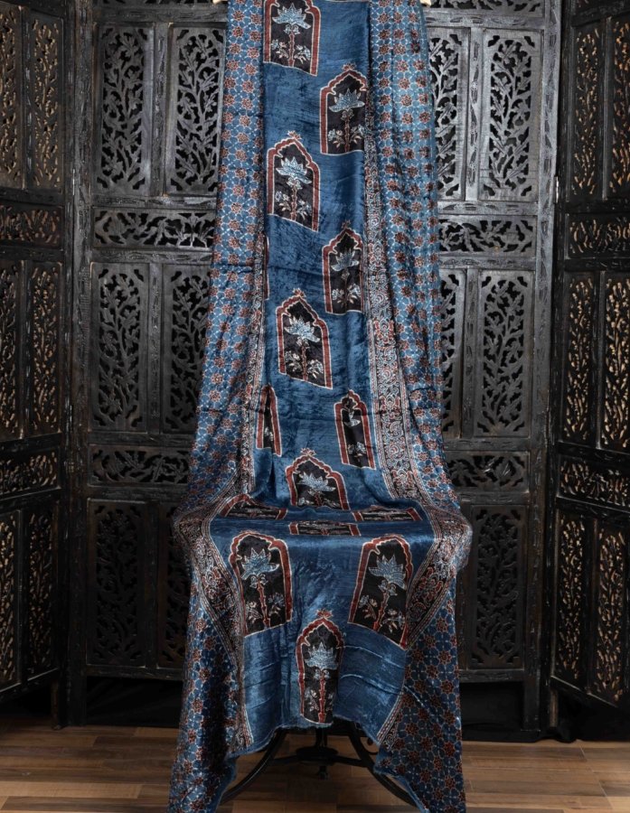 Ajrakh Print Velvet Tunic & Kurta Fabric