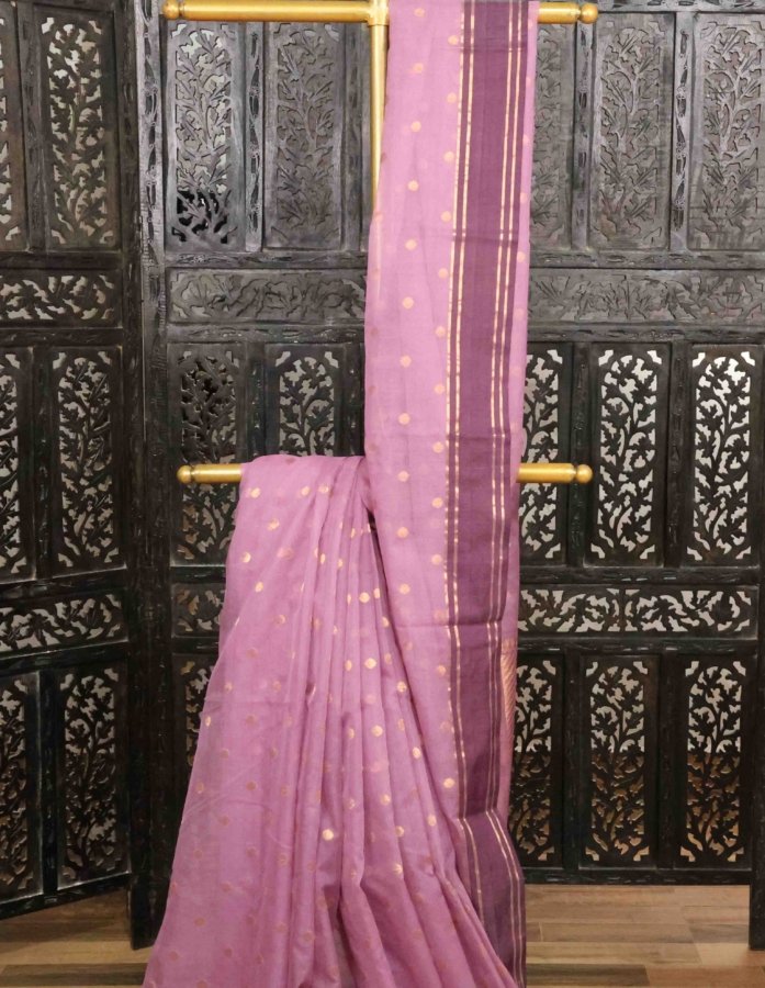 Luxurious Handwoven Kota Silk Saree In Rich Mauve Hue