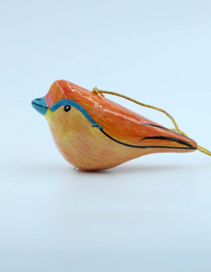 Orange Paper Mache Bird