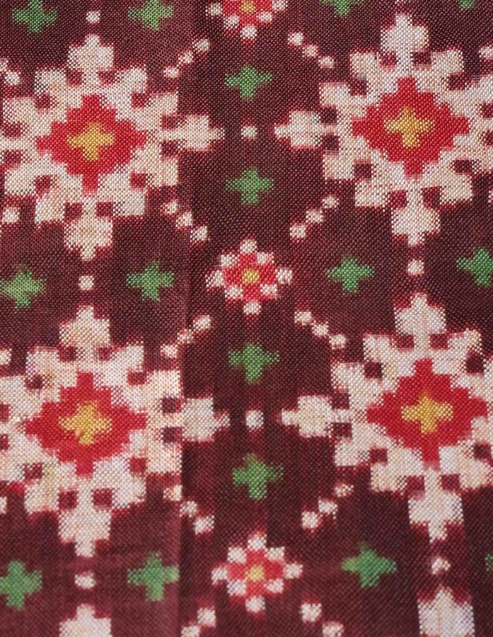 Men’s Red And Brown Patola Handwoven Pocket Square - Gallery Image