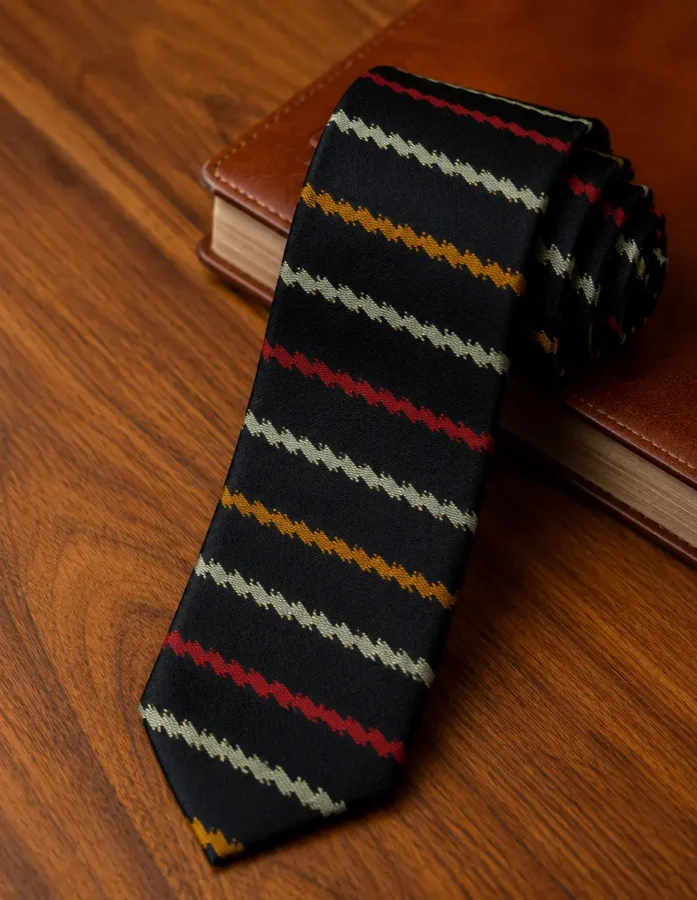 Handwoven Black Patola Silk Necktie