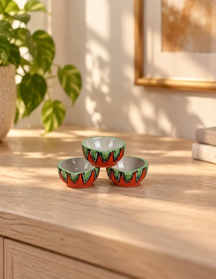 Orange Mint V Bowl Diyas