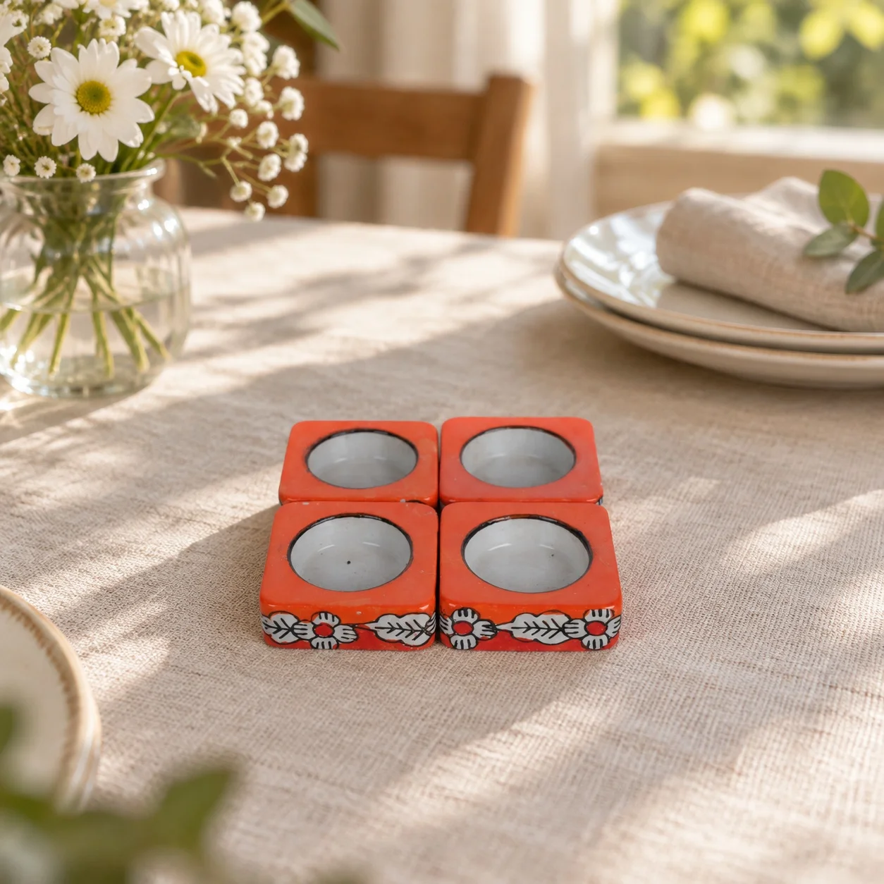 Diyas - orange white floral square - lifestyle 05